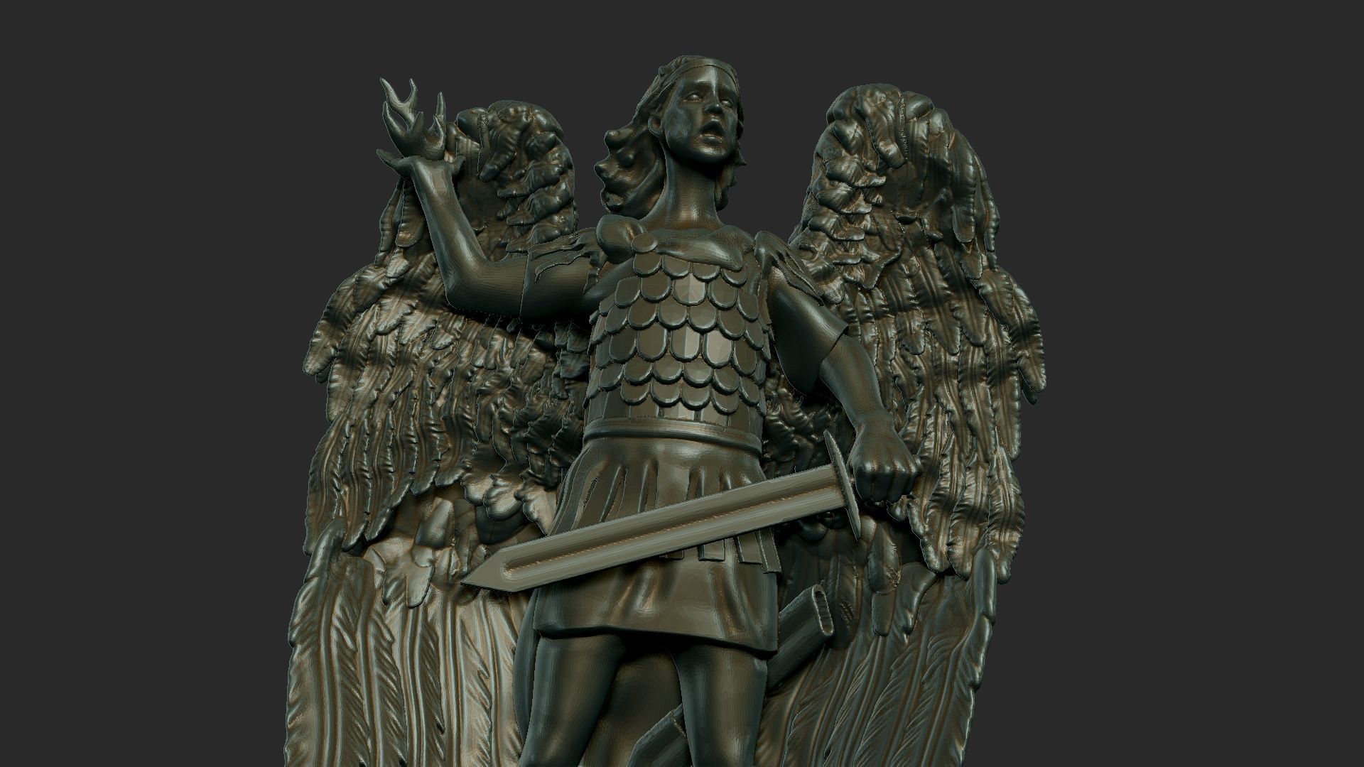 angel 3d model two statues with wings 3D print model_6