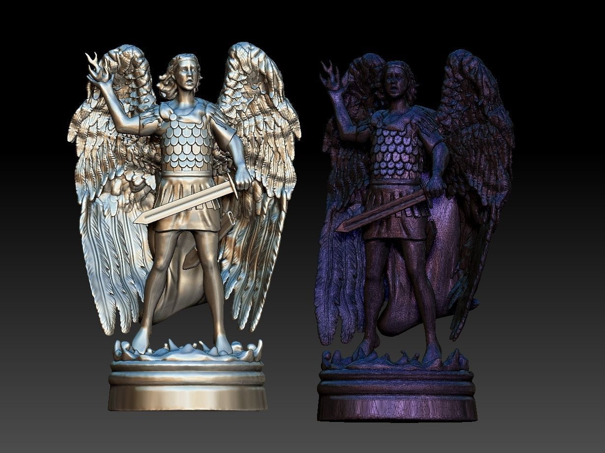 angel 3d model two statues with wings 3D print model_8