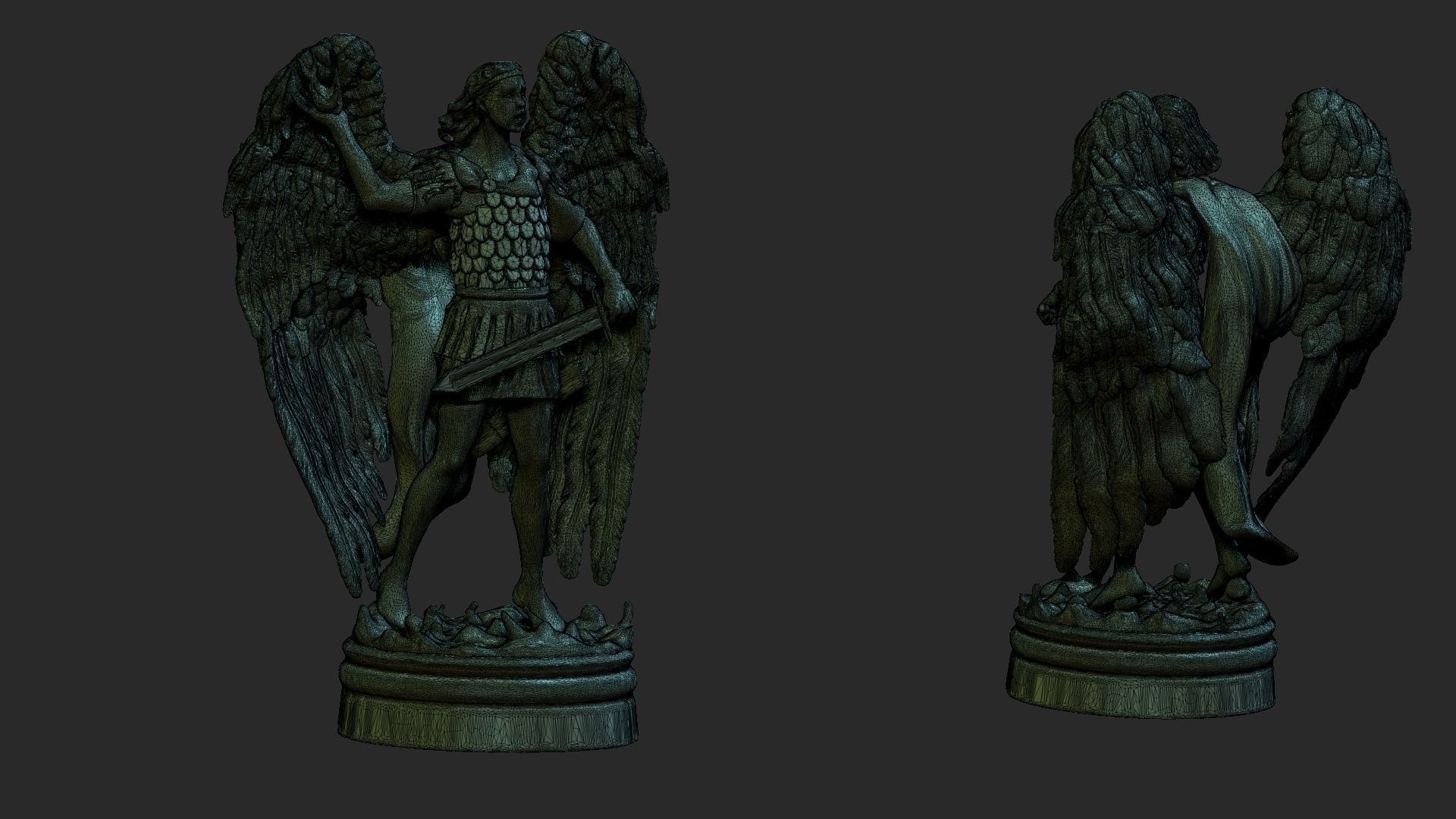 angel 3d model two statues with wings 3D print model_2