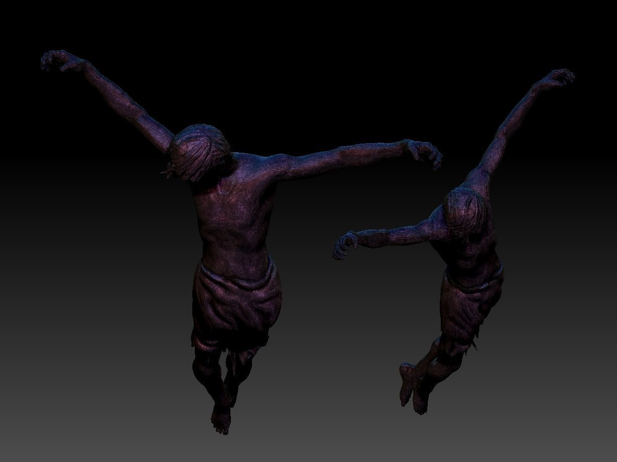 Jesus 3d model two statues of on cross 3D print model_3