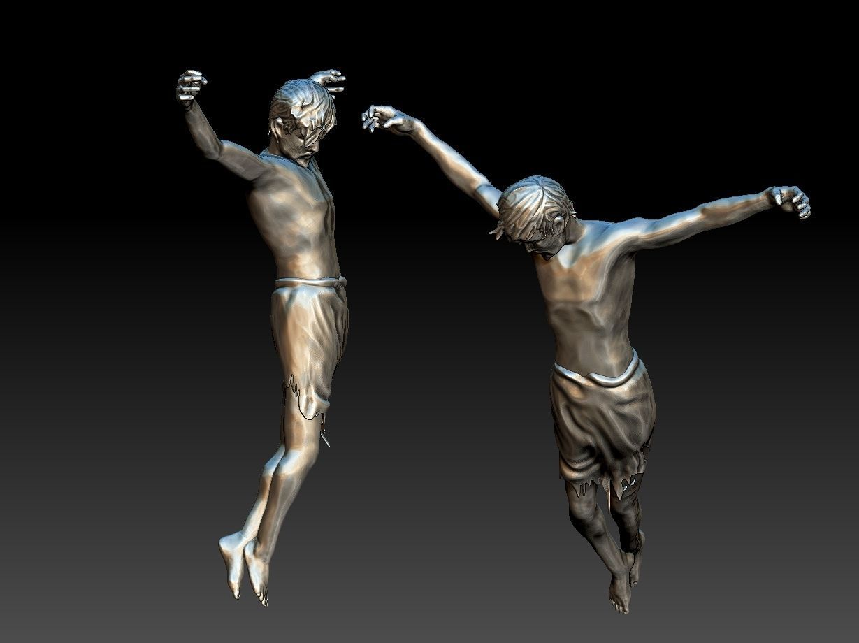 Jesus 3d model two statues of on cross 3D print model_2