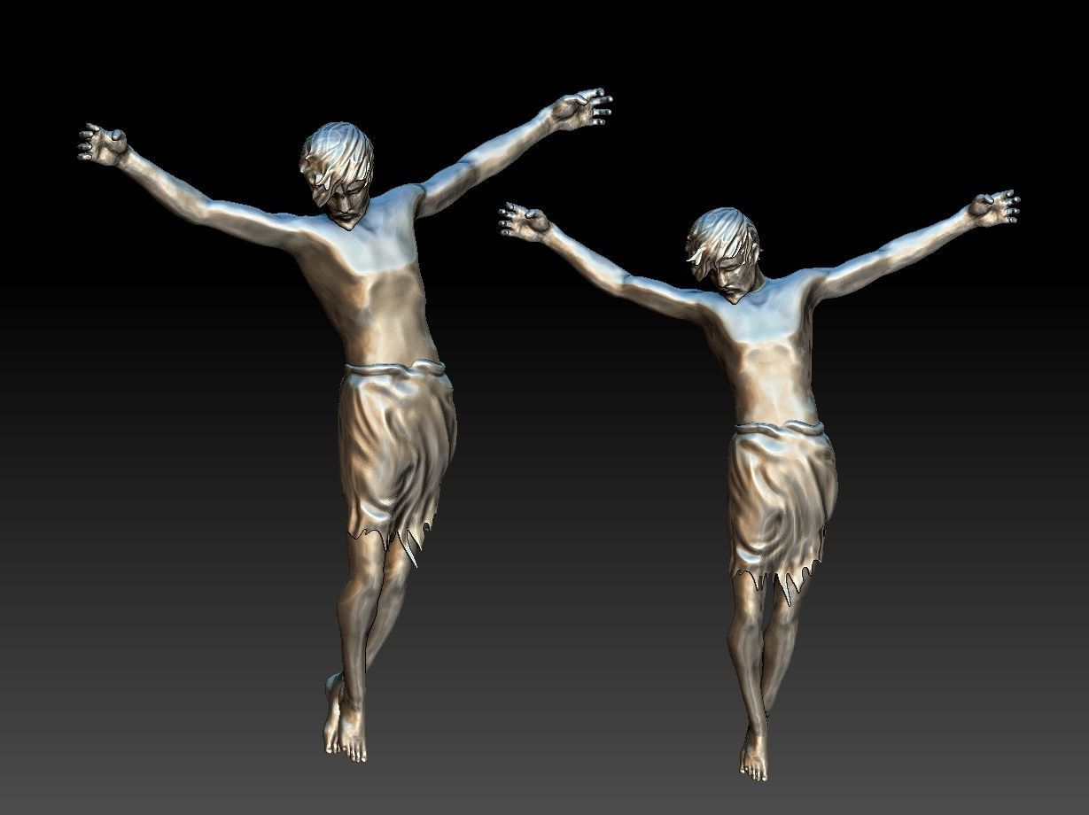 Jesus 3d model two statues of on cross 3D print model_1