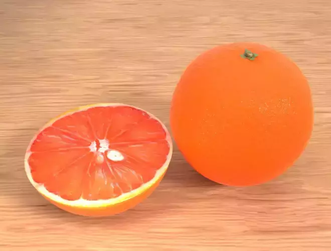 ORANGE grapefruit on wooden table