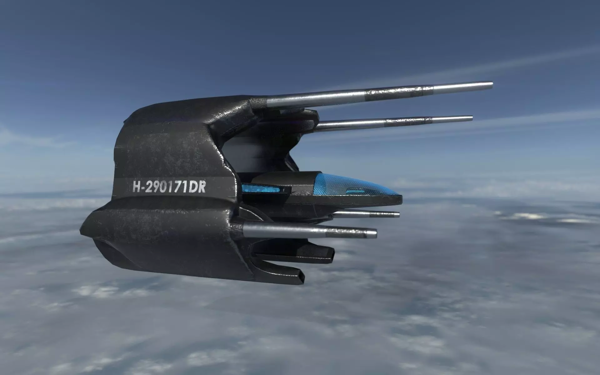 fighter spaceship flying in sky Low-poly 3D model