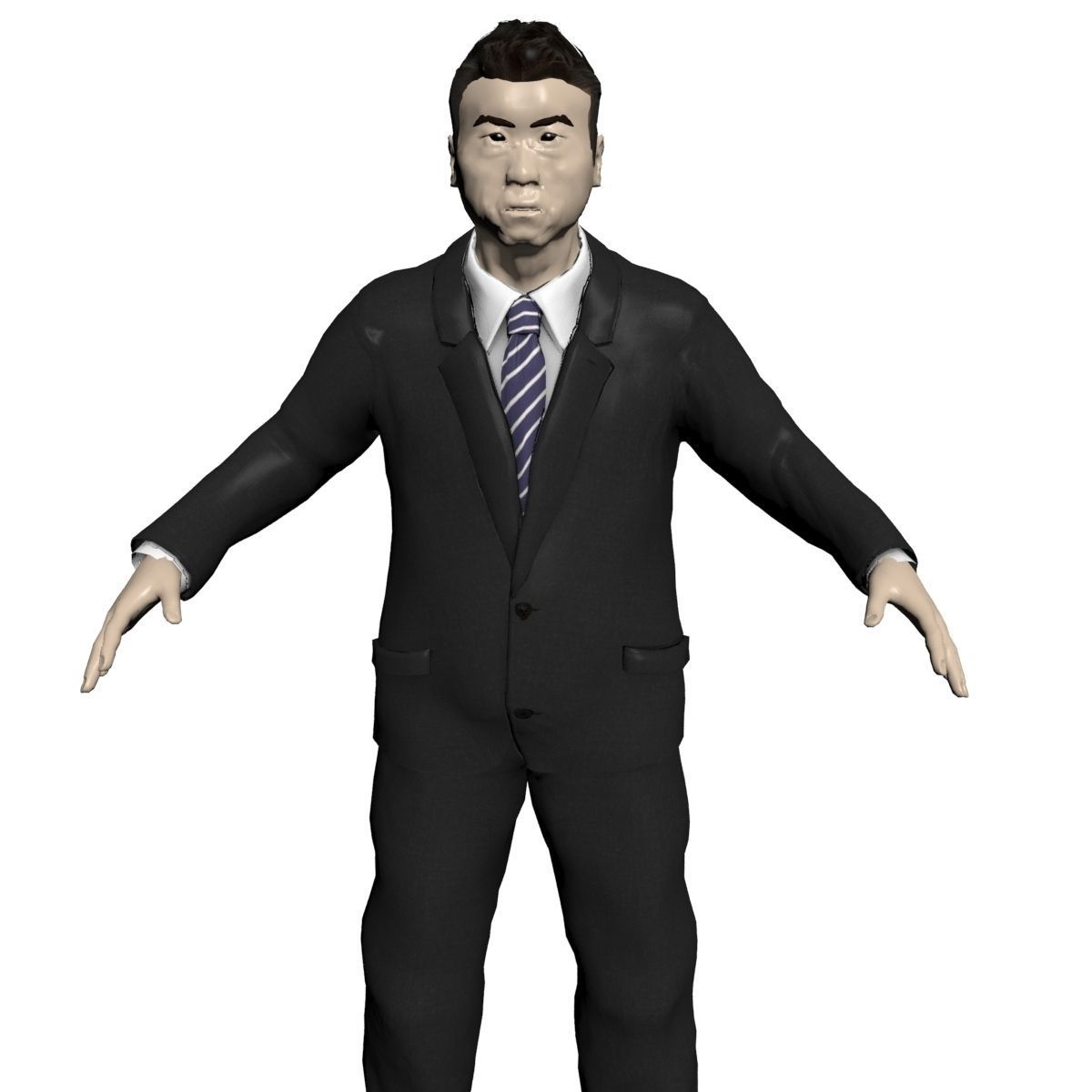 Human Old Asian Man Free Free low-poly 3D model_1