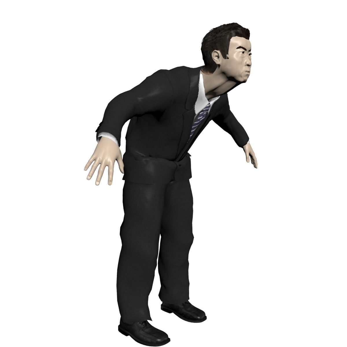 Human Old Asian Man Free Free low-poly 3D model_2