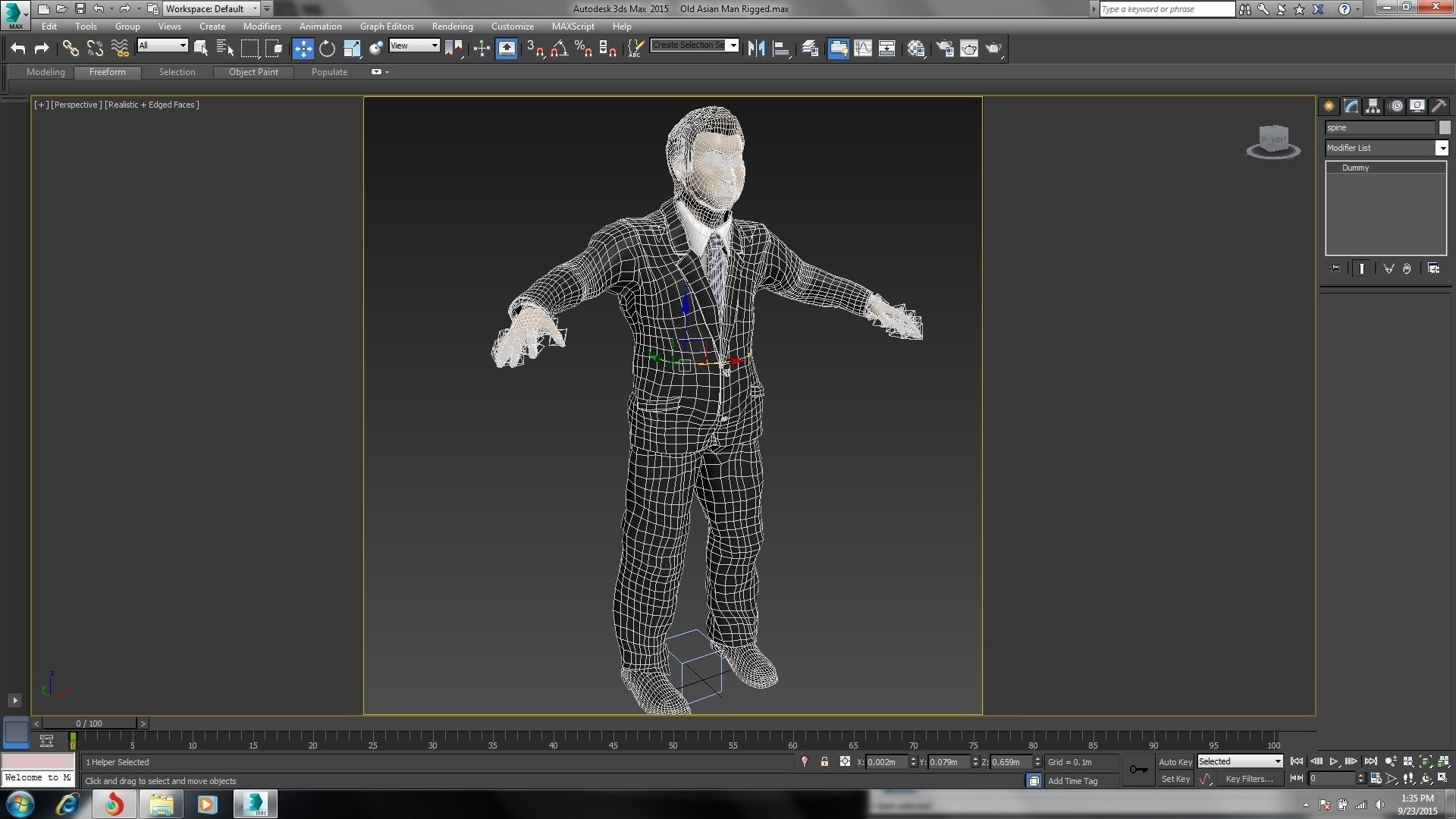 Human Old Asian Man Free Free low-poly 3D model_5