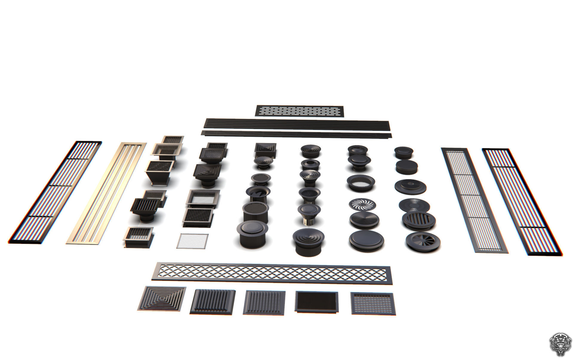 Vents  Kitbash 3D model_3