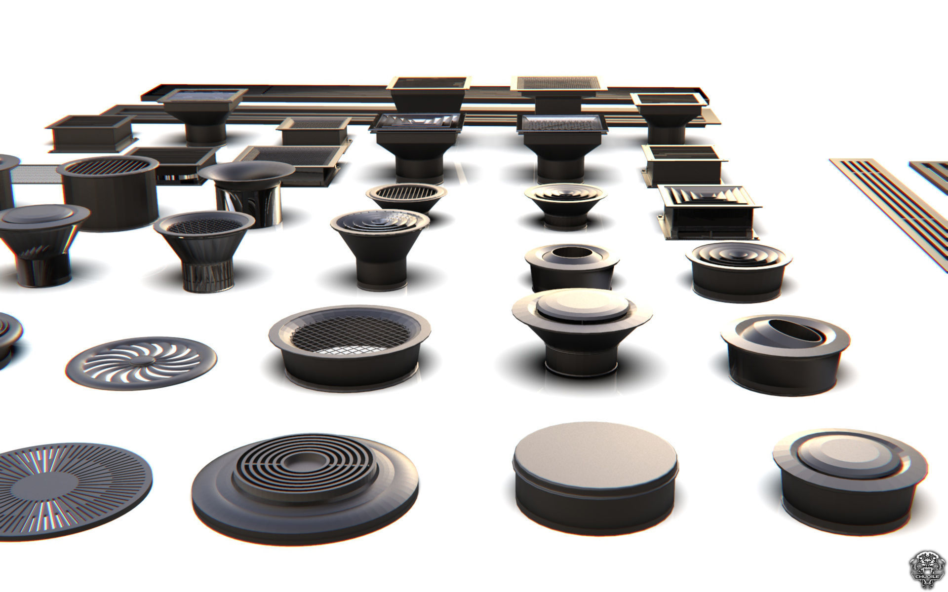 Vents  Kitbash 3D model_7