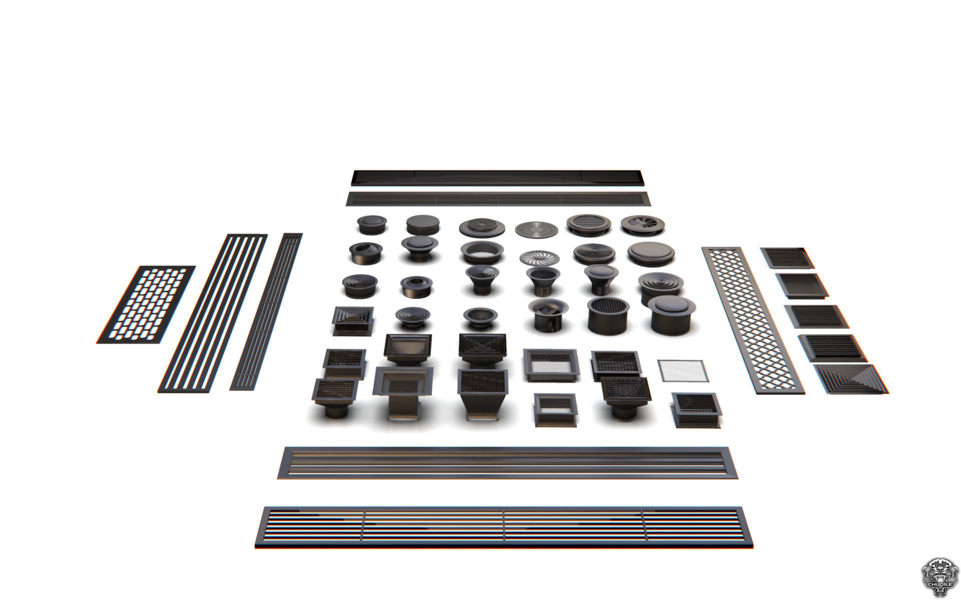 Vents  Kitbash 3D model_4