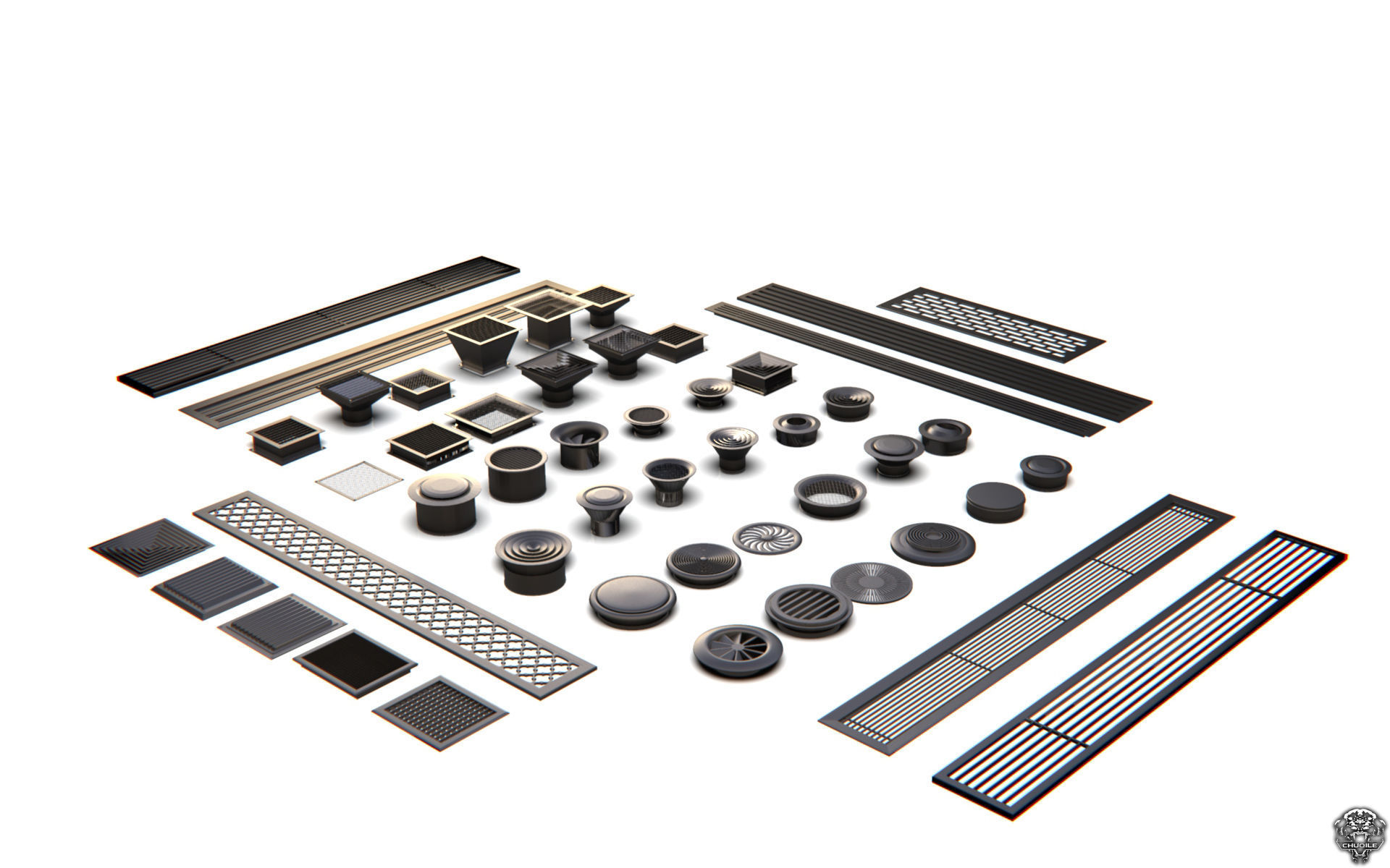 Vents  Kitbash 3D model_2