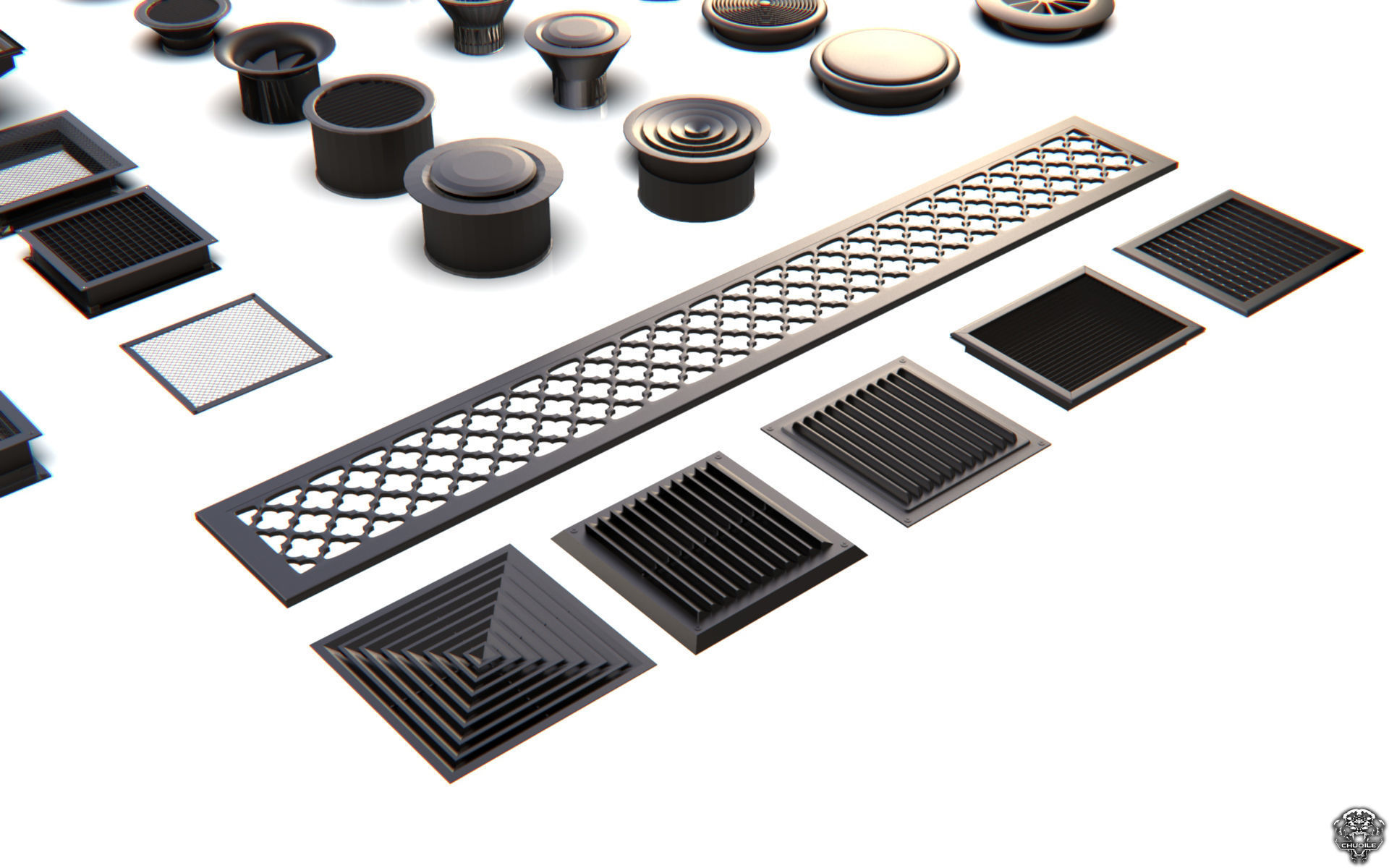 Vents  Kitbash 3D model_10