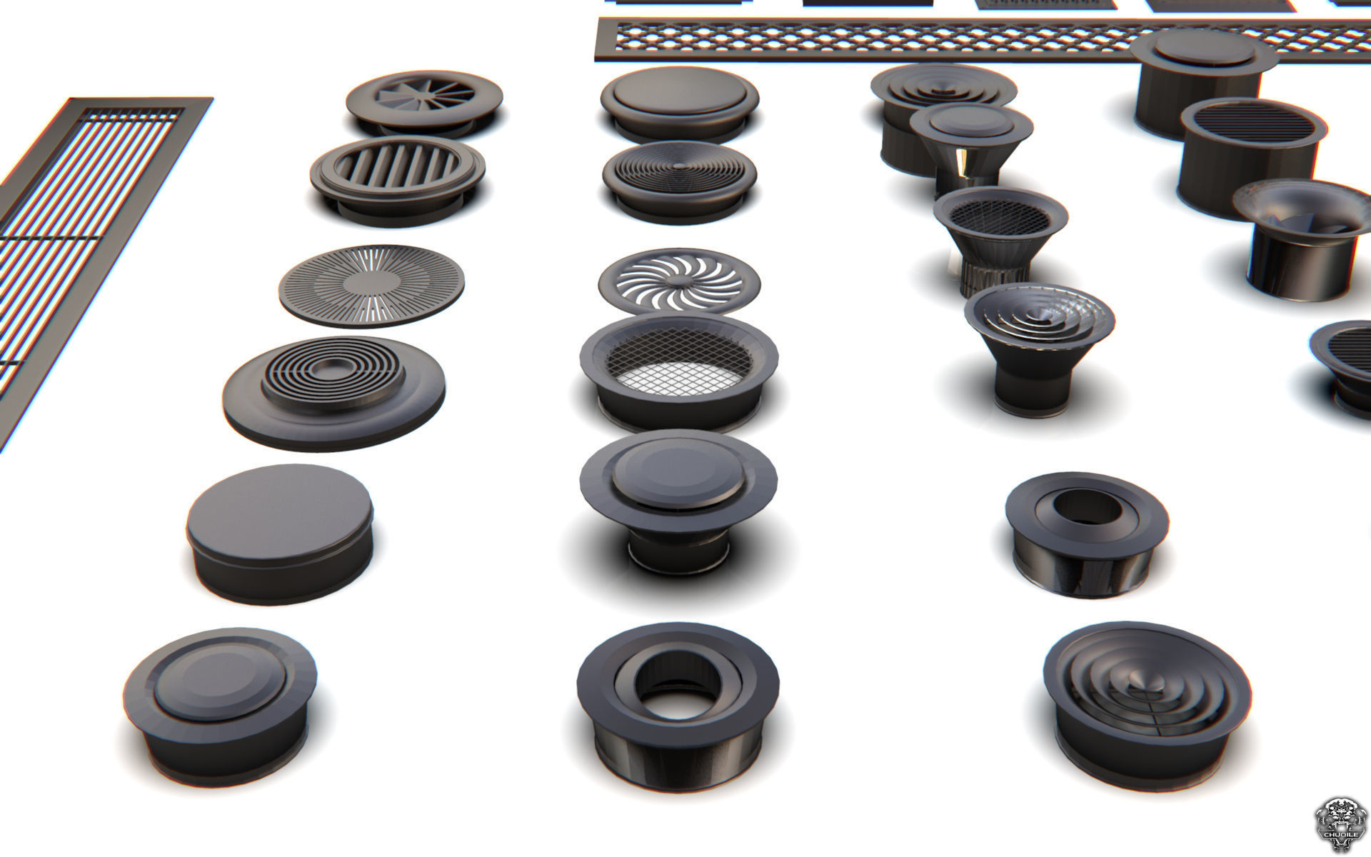 Vents  Kitbash 3D model_8