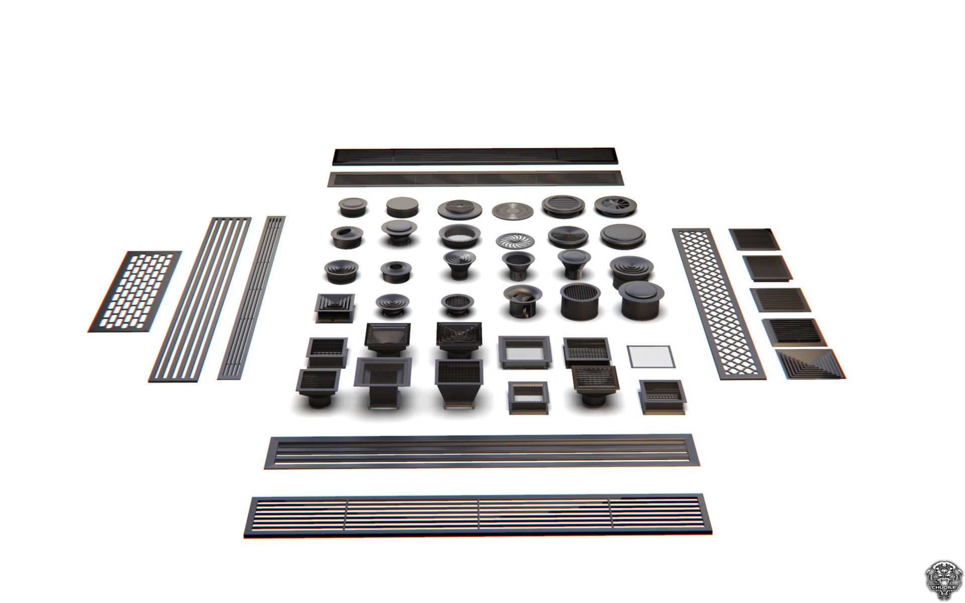 Vents  Kitbash 3D model_1