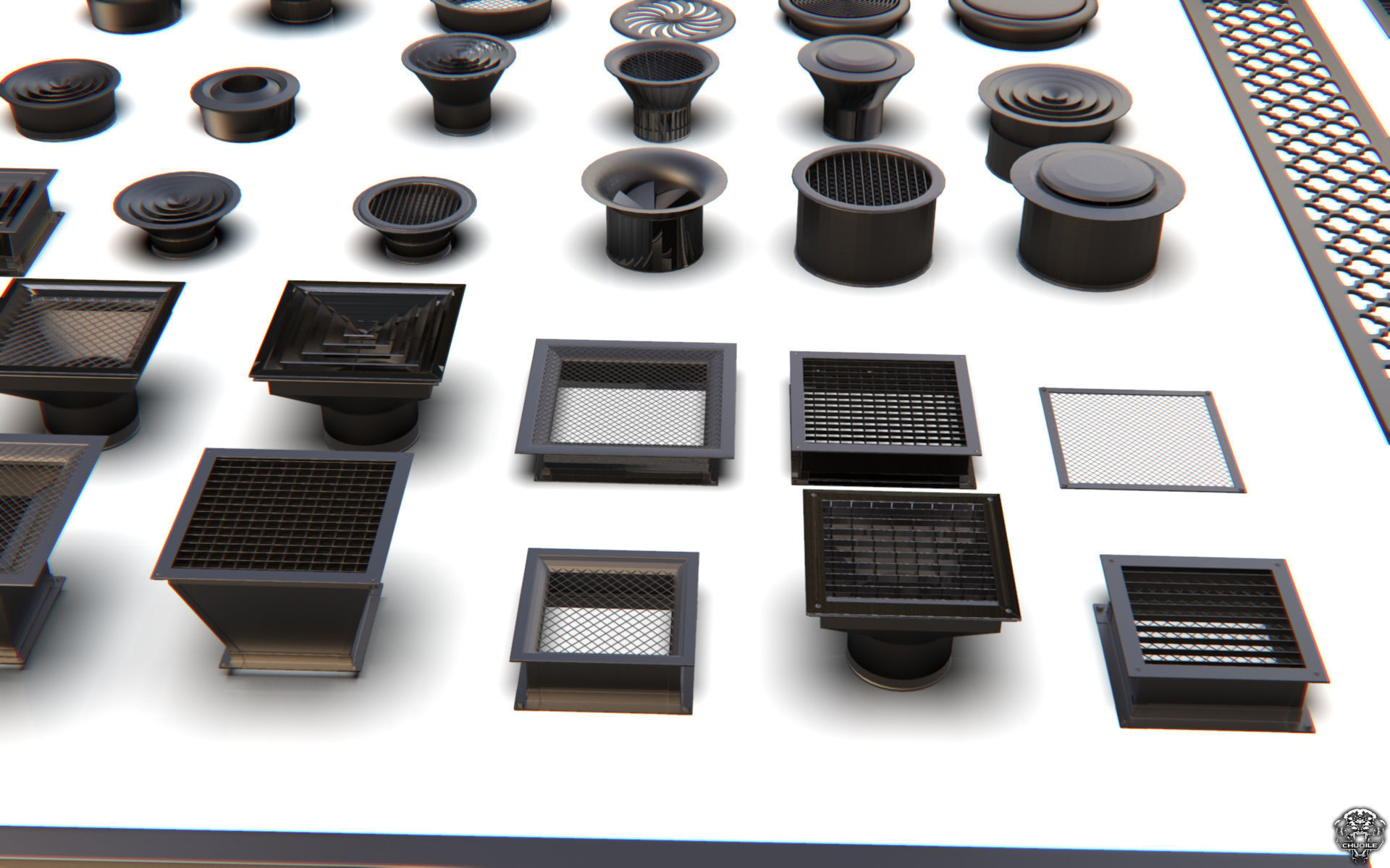 Vents  Kitbash 3D model_6