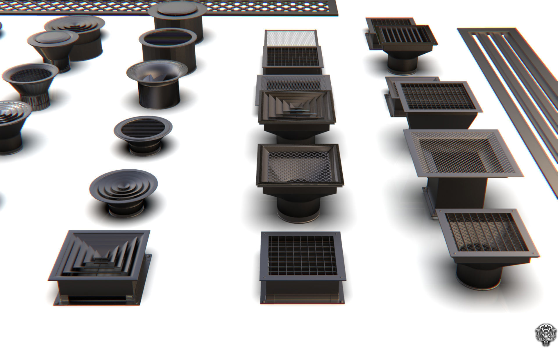 Vents  Kitbash 3D model_5