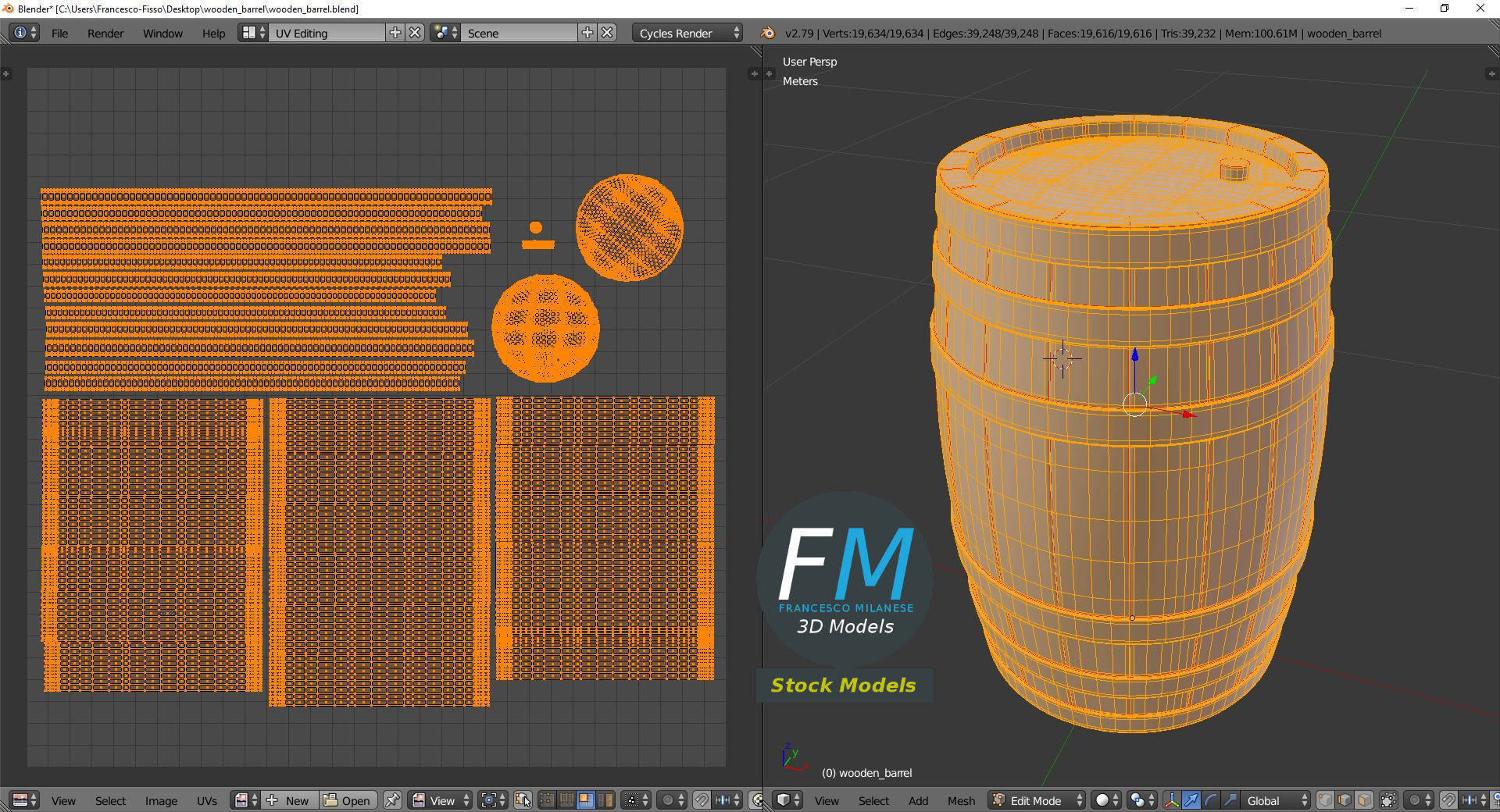 Wooden barrel 3D model_10