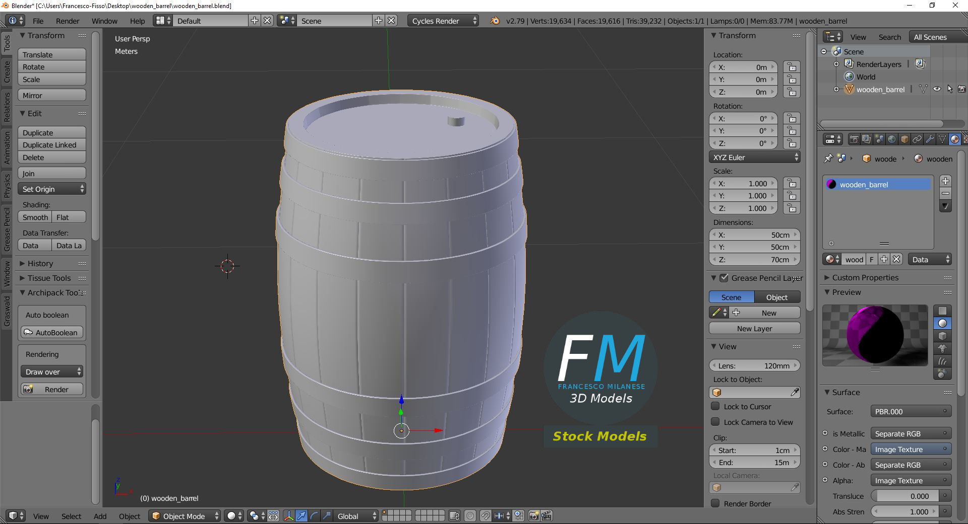 Wooden barrel 3D model_9