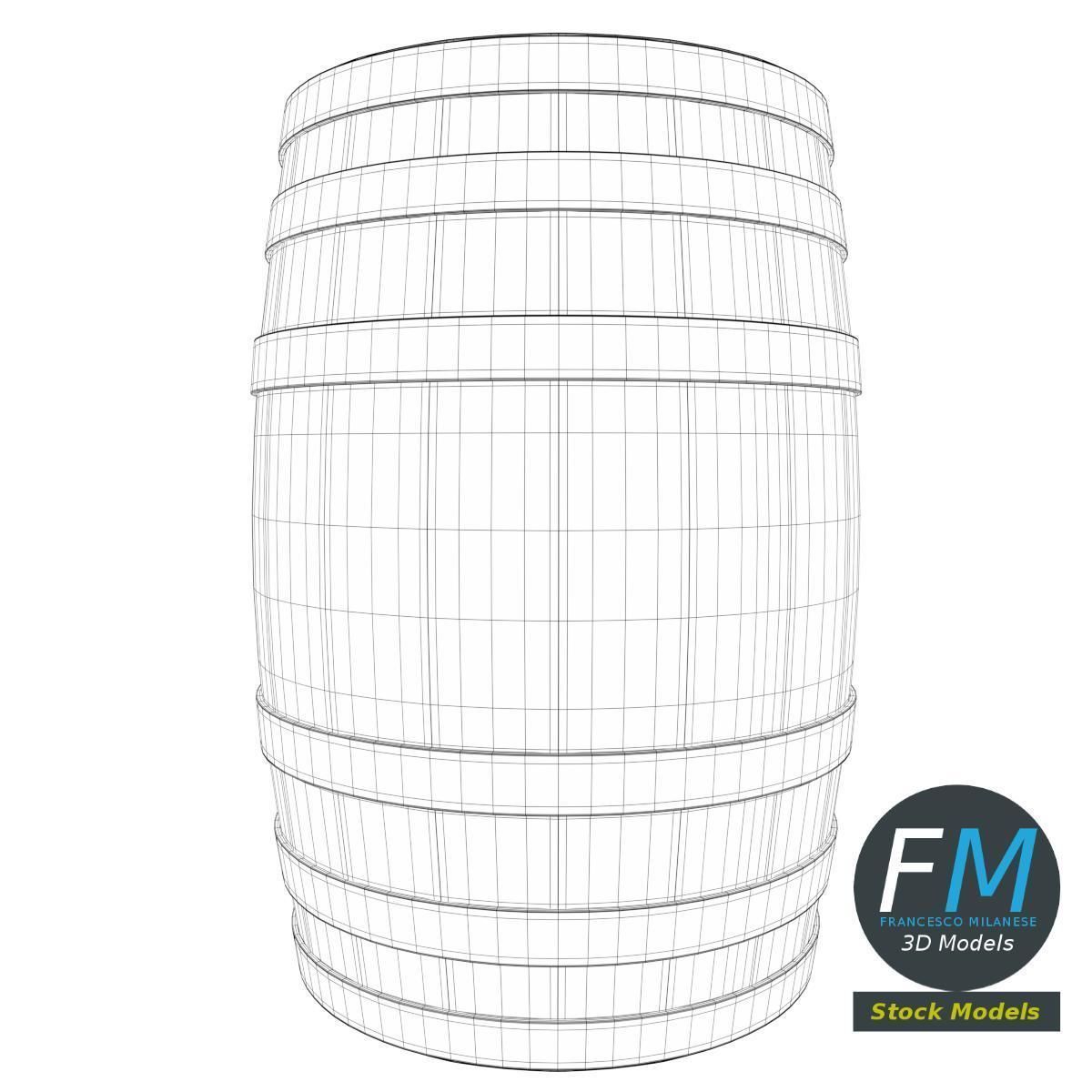 Wooden barrel 3D model_8