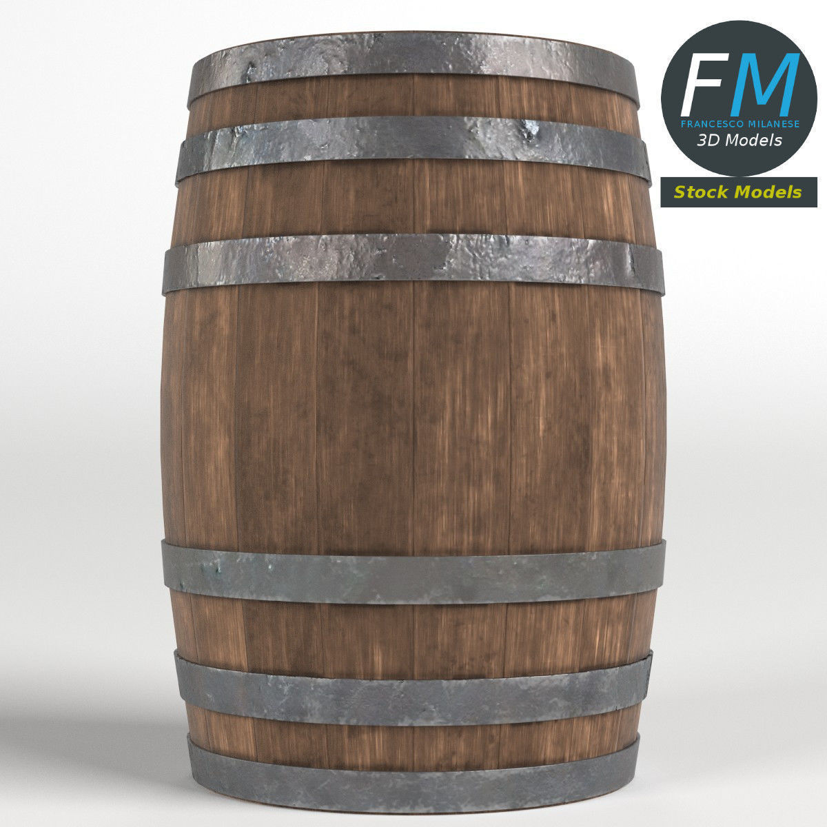 Wooden barrel 3D model_3