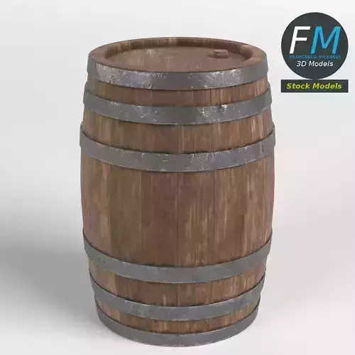 Wooden barrel 3D model