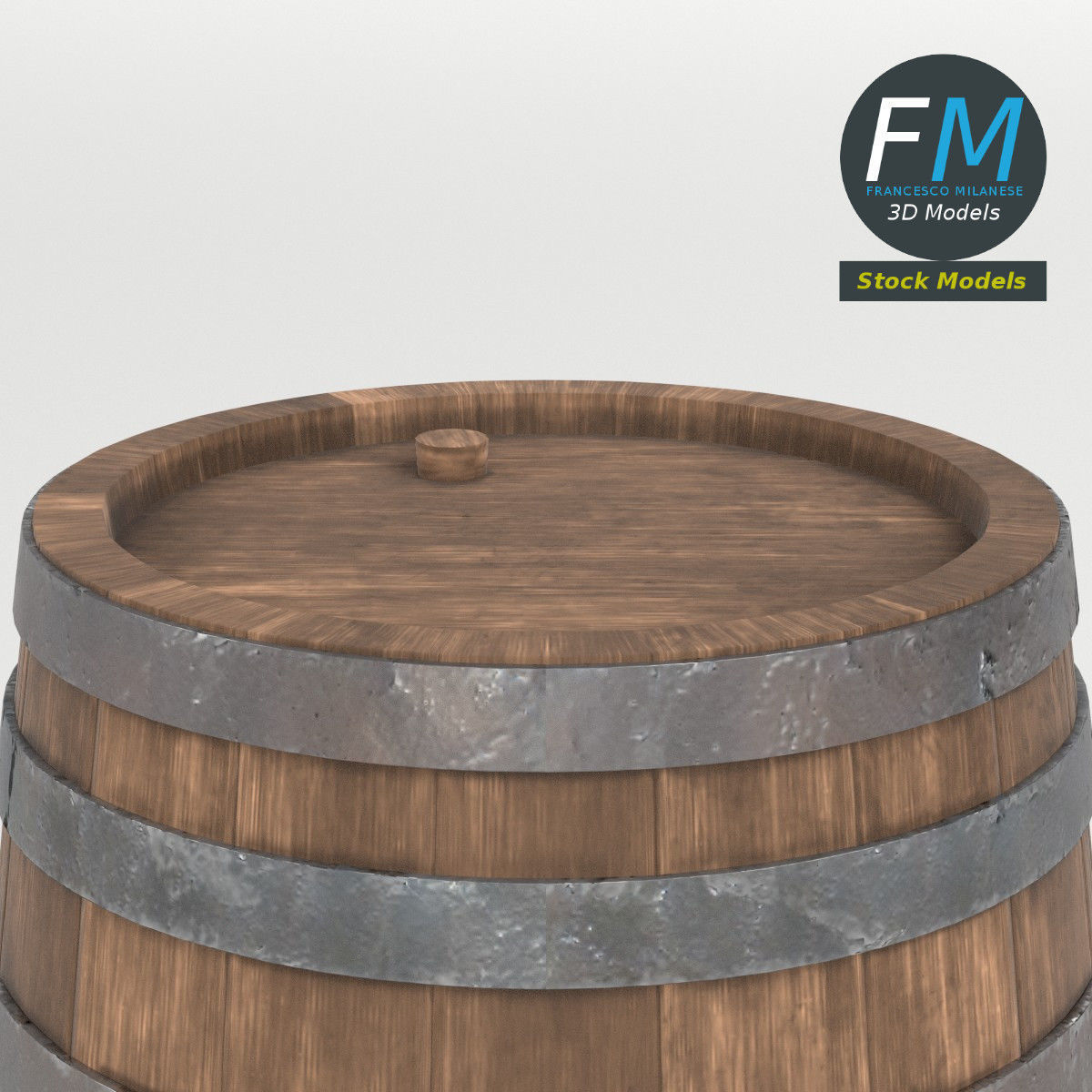 Wooden barrel 3D model_4