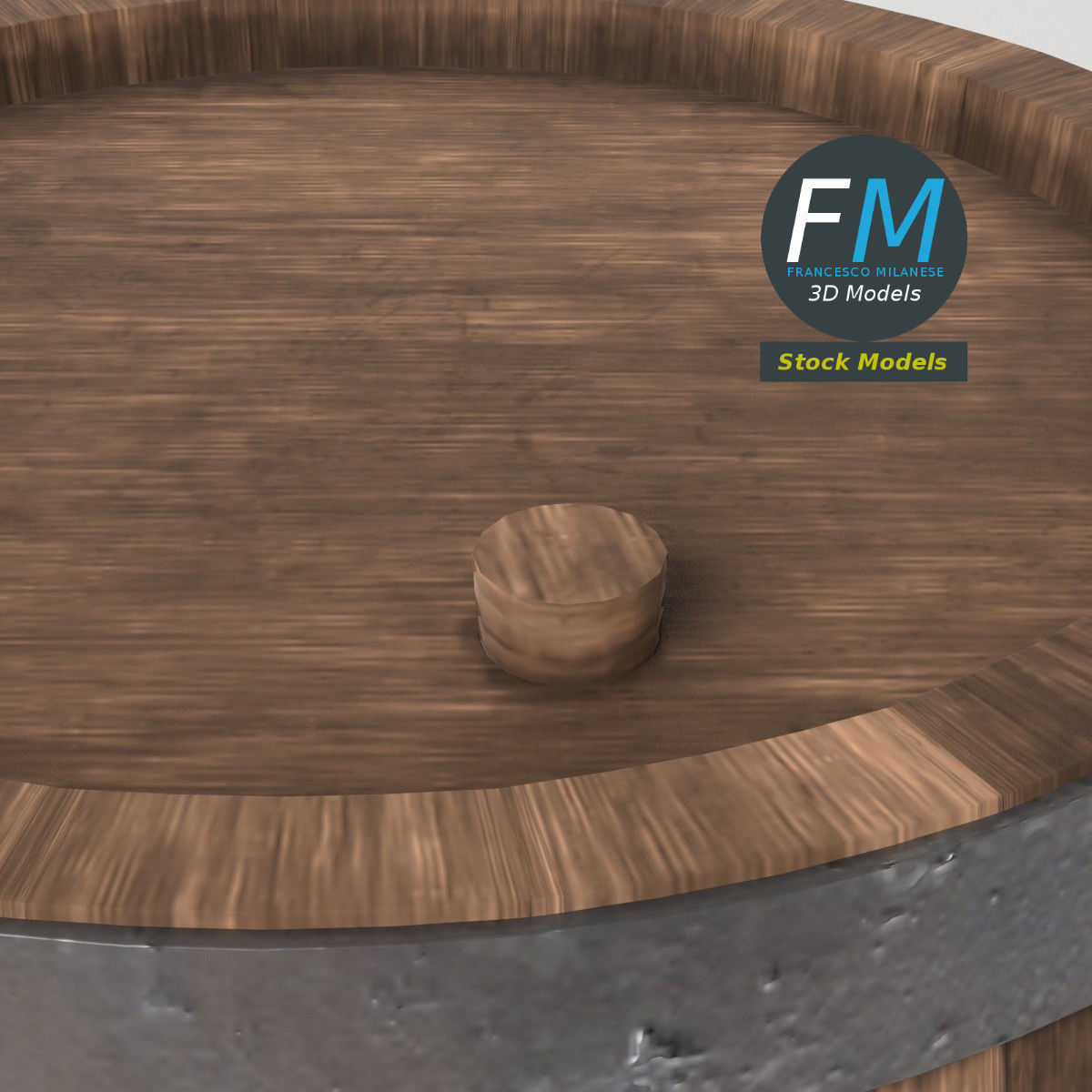 Wooden barrel 3D model_5
