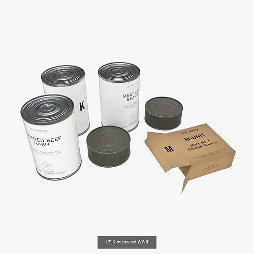 WWII Combat Rations Collection 3D Model Pack 4