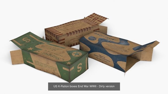 WWII Combat Rations Collection 3D Model Pack 7