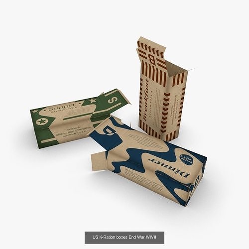 WWII Combat Rations Collection 3D Model Pack 6