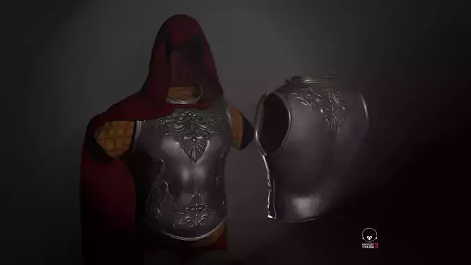 chest armor 1 black PBR Free low-poly 3D model
