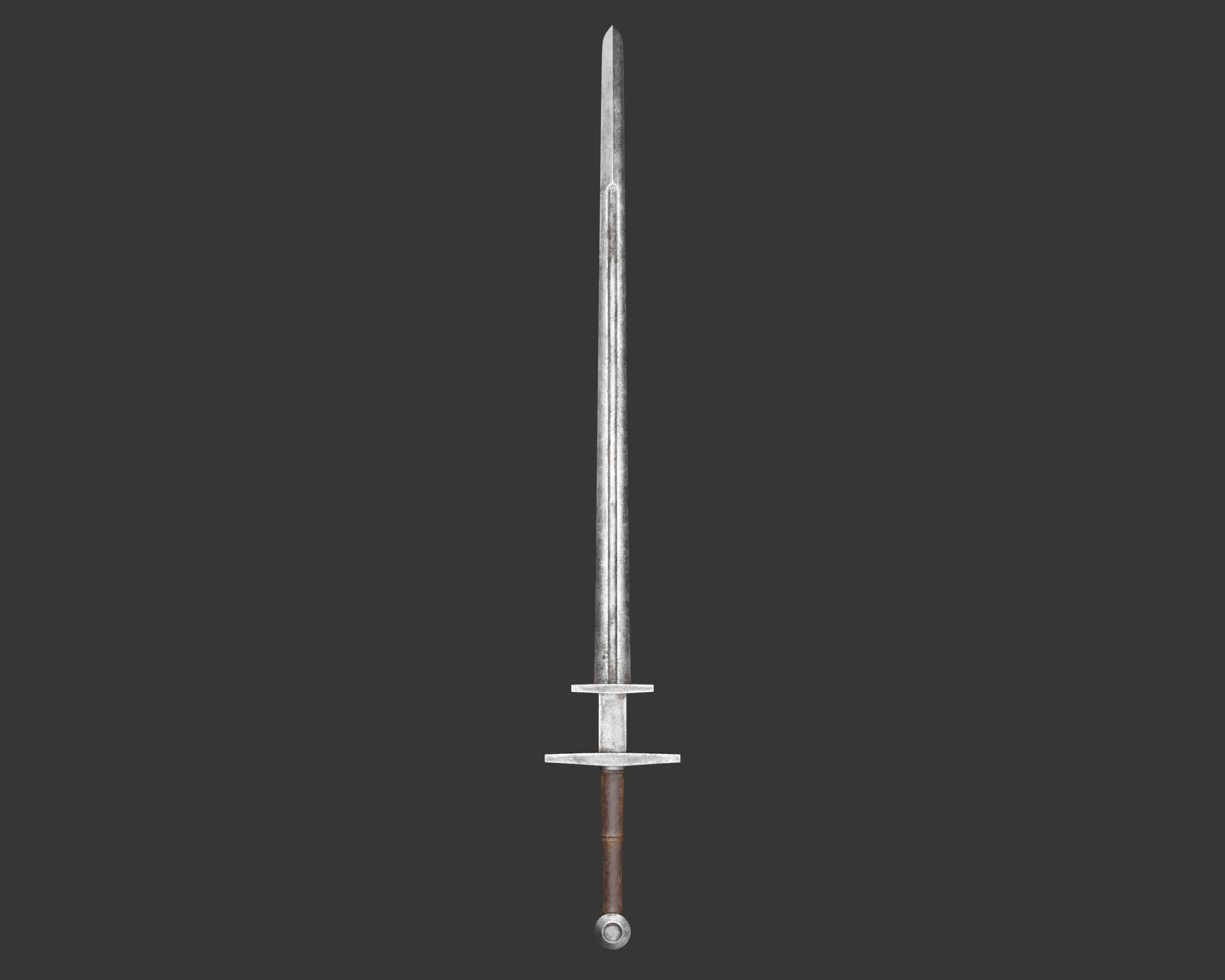 Medieval Knightly Weapon Long Sword Low-poly 3D model_3
