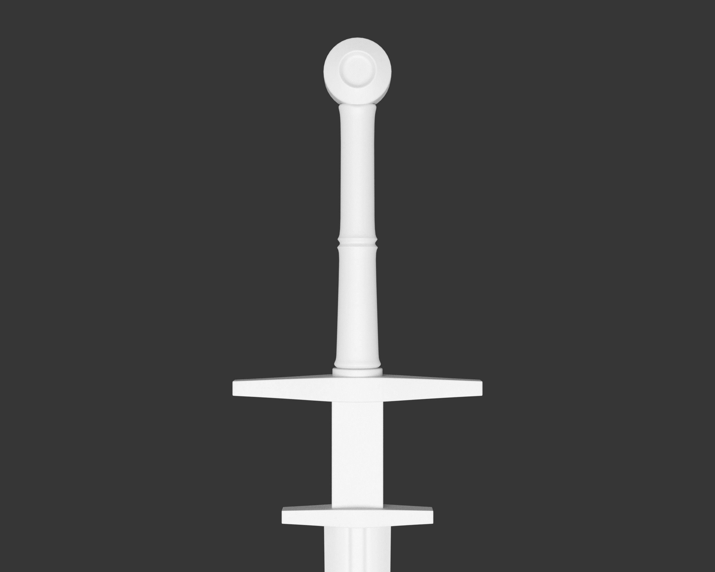 Medieval Knightly Weapon Long Sword Low-poly 3D model_13