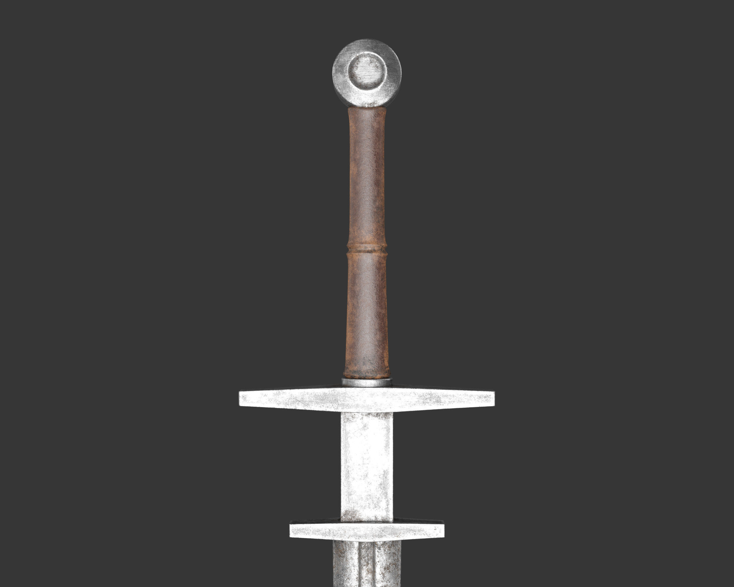Medieval Knightly Weapon Long Sword Low-poly 3D model_12