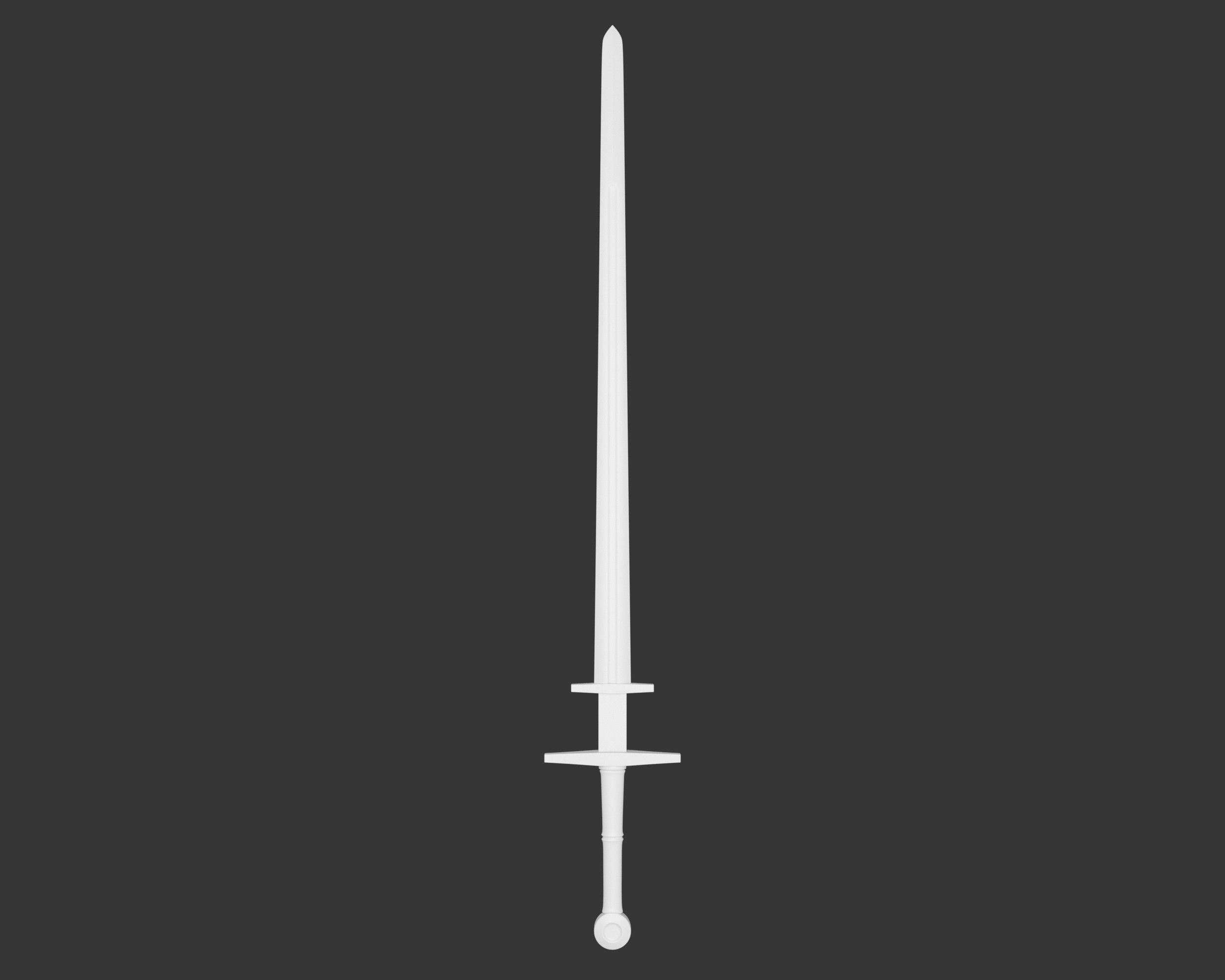 Medieval Knightly Weapon Long Sword Low-poly 3D model_4