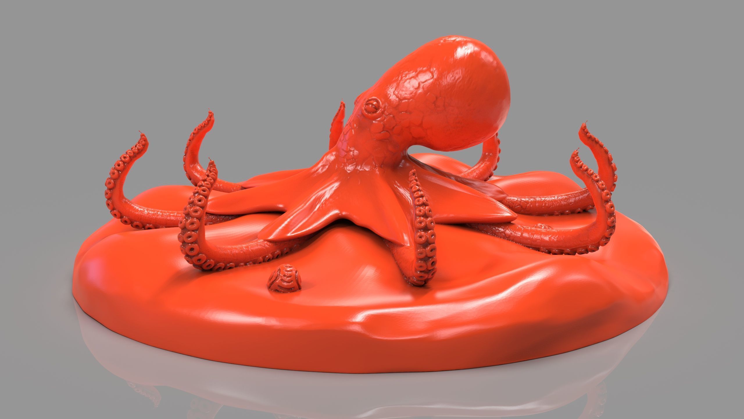 Red Octopus Figurine 3D print model_6