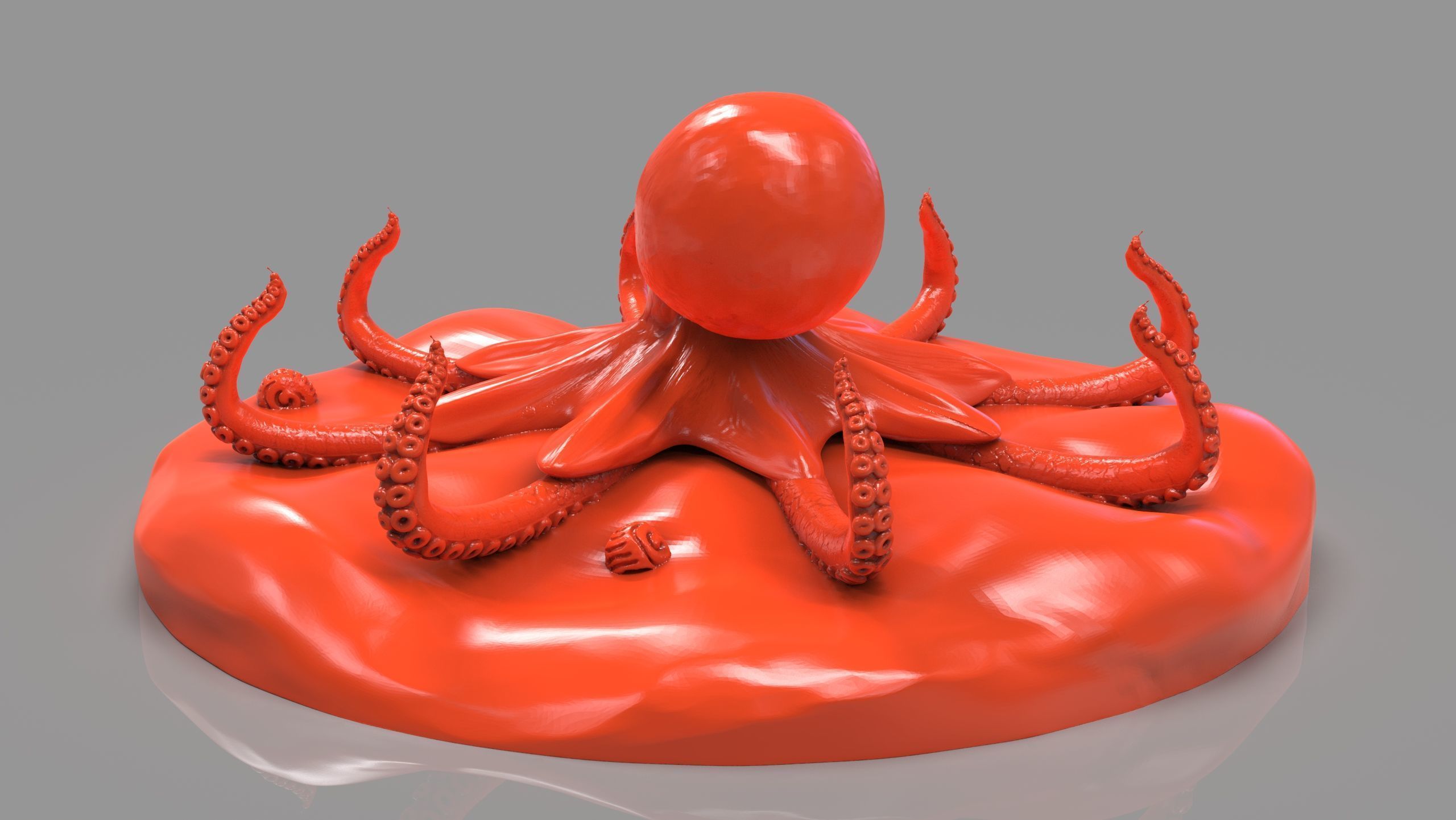 Red Octopus Figurine 3D print model_5