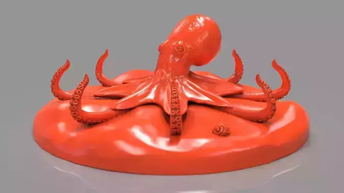 Red Octopus Figurine 3D print model