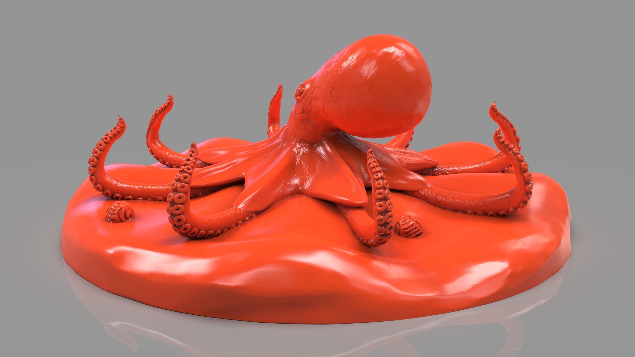 Red Octopus Figurine 3D print model_2