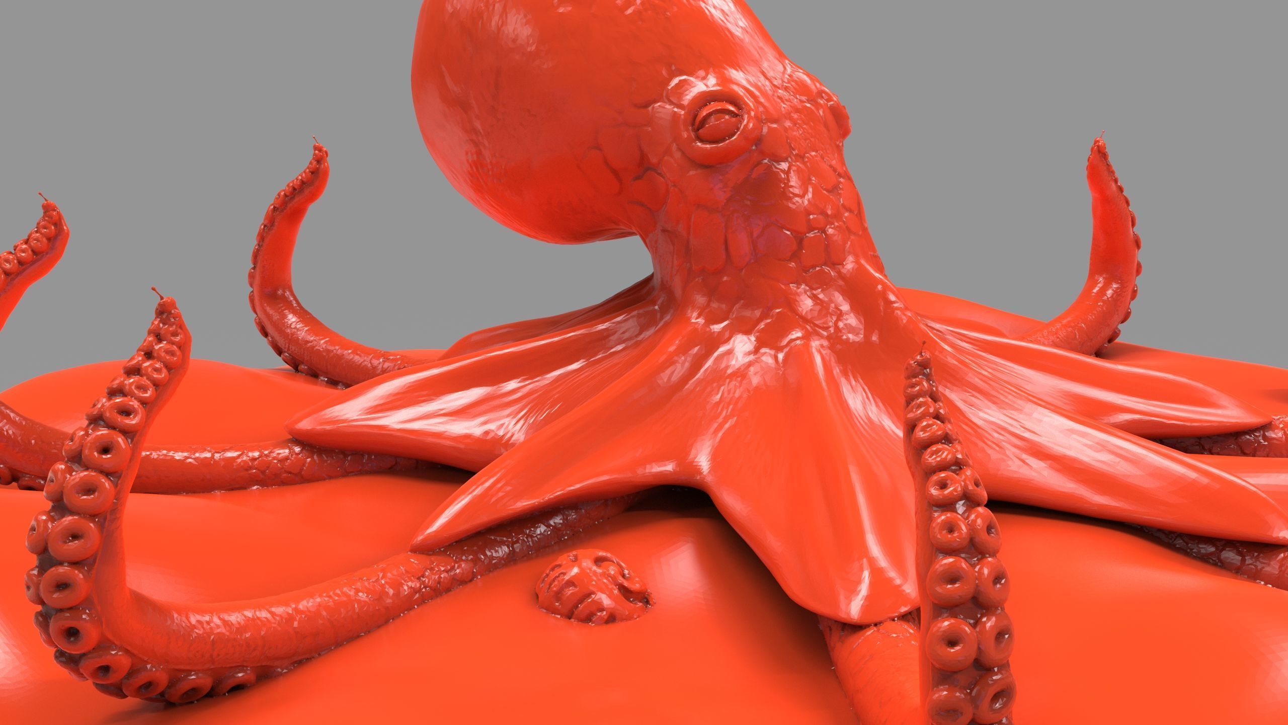 Red Octopus Figurine 3D print model_14