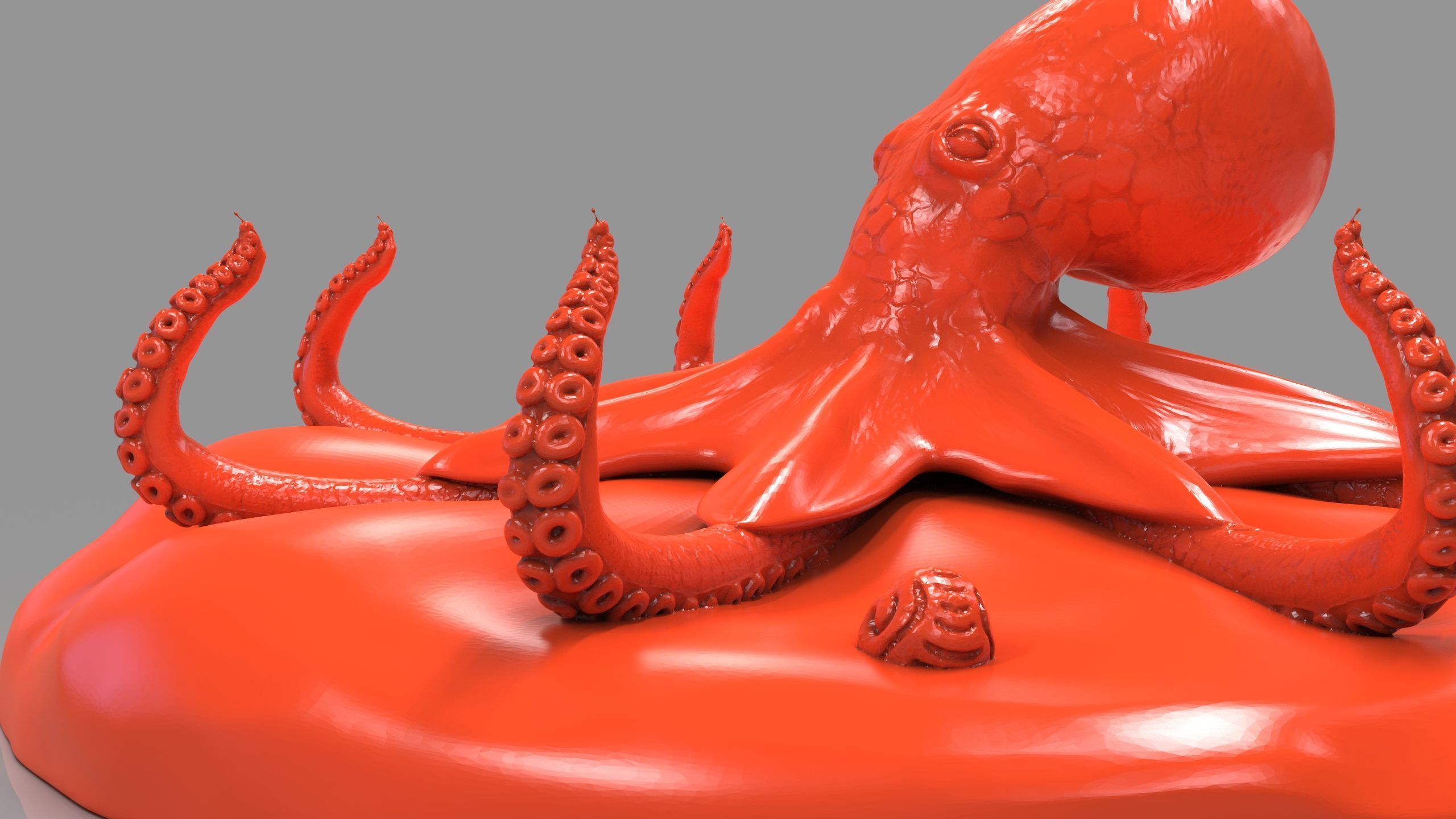 Red Octopus Figurine 3D print model_12