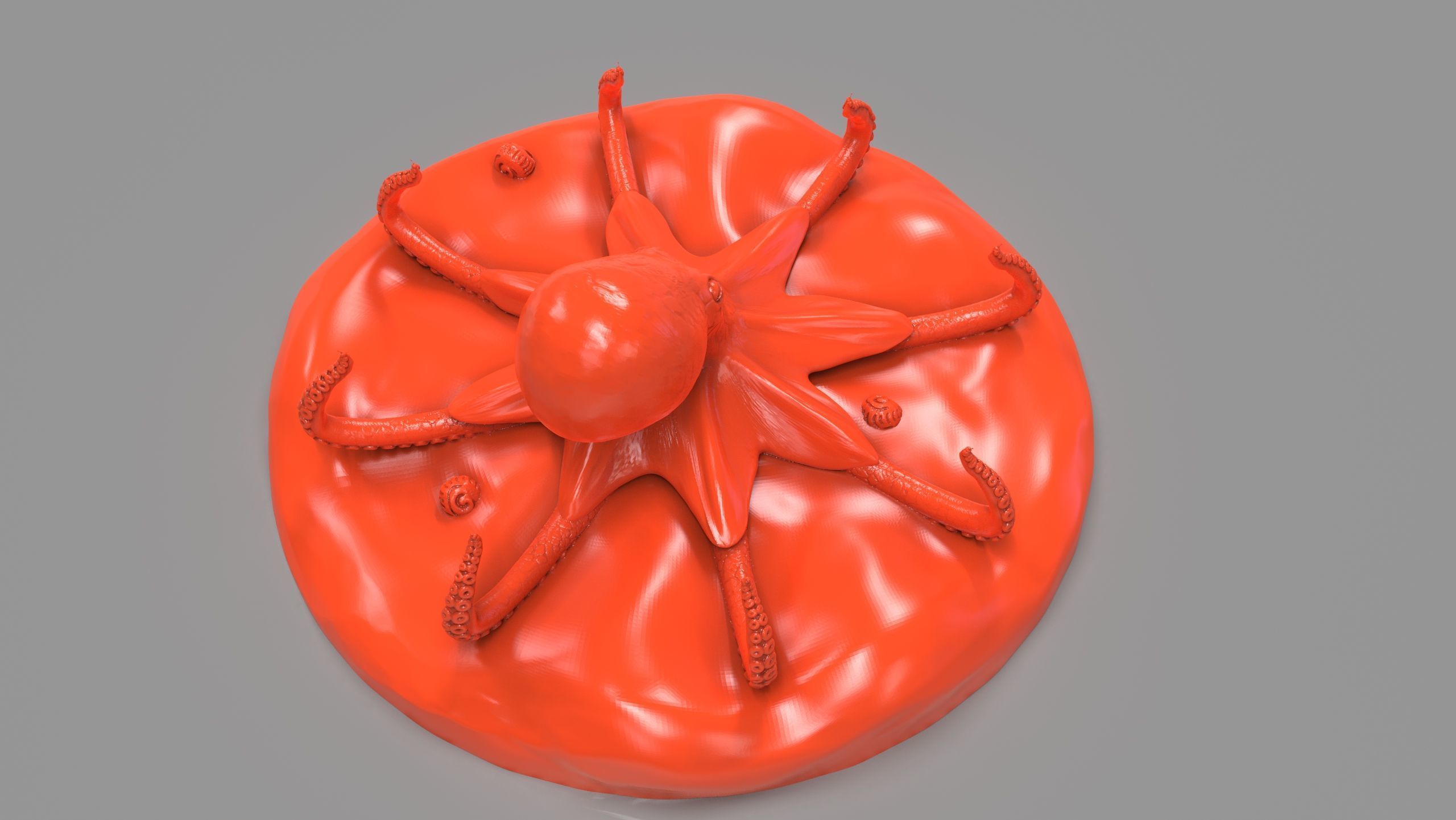 Red Octopus Figurine 3D print model_9