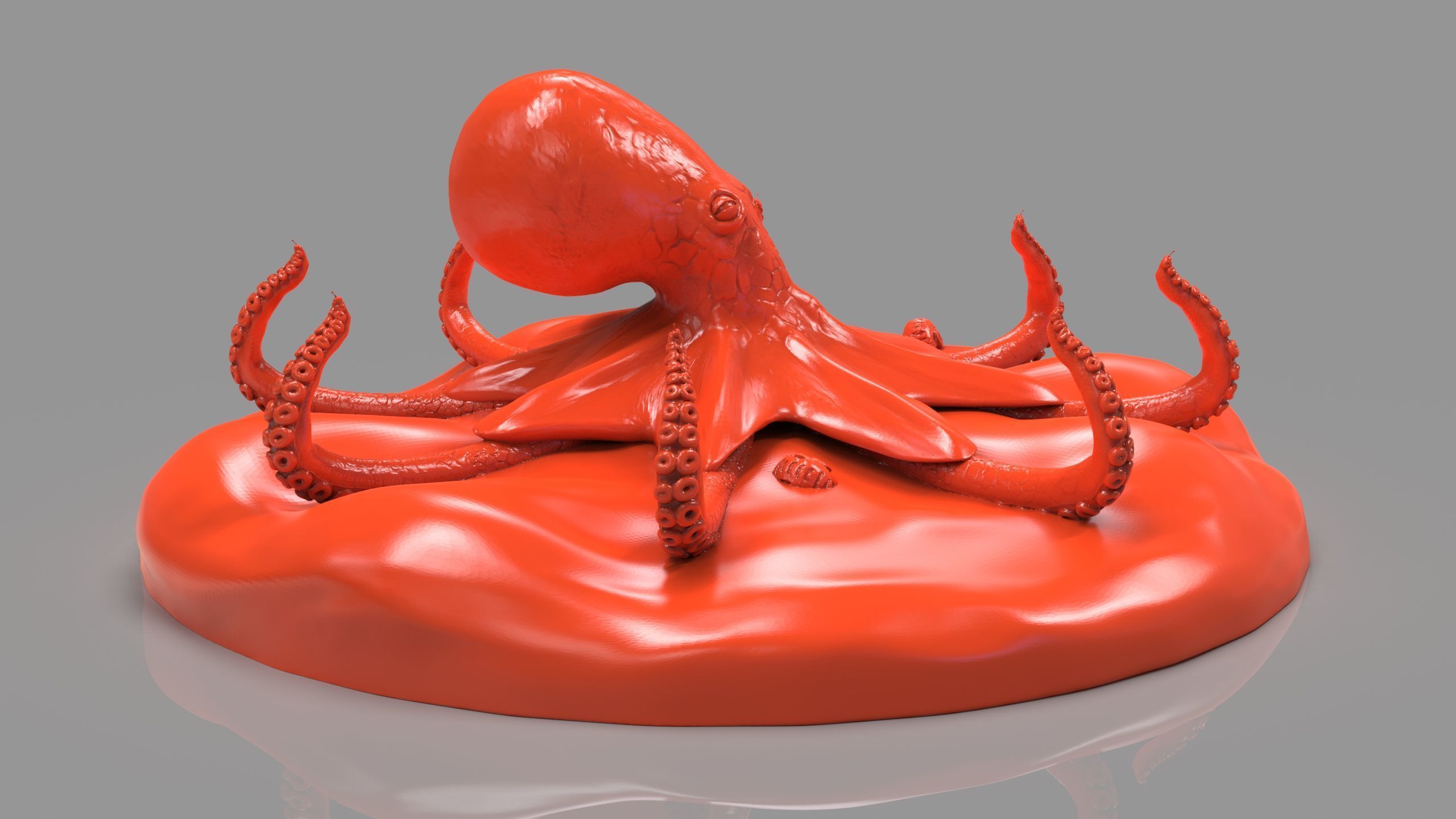 Red Octopus Figurine 3D print model_7