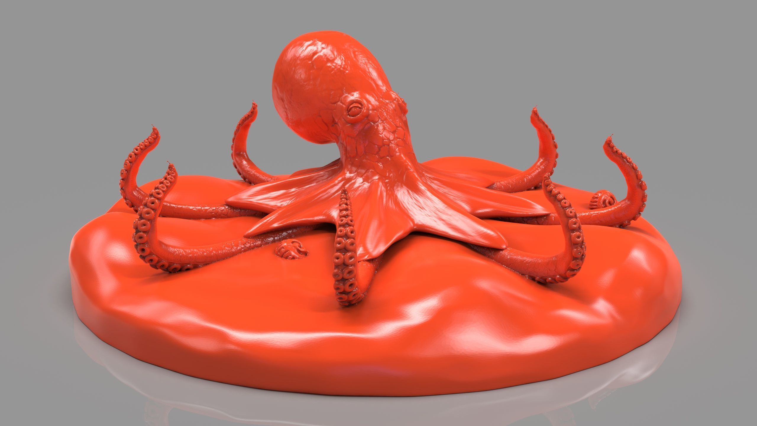 Red Octopus Figurine 3D print model_4