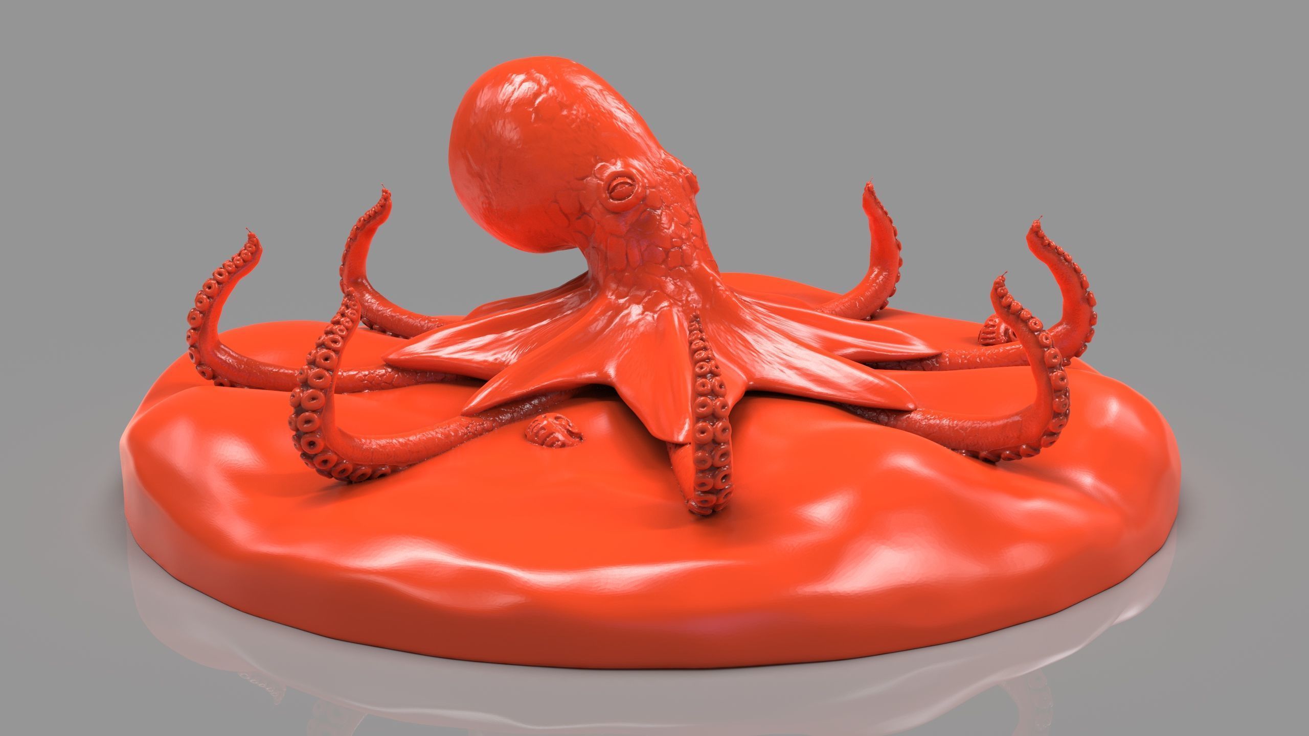 Red Octopus Figurine 3D print model_10