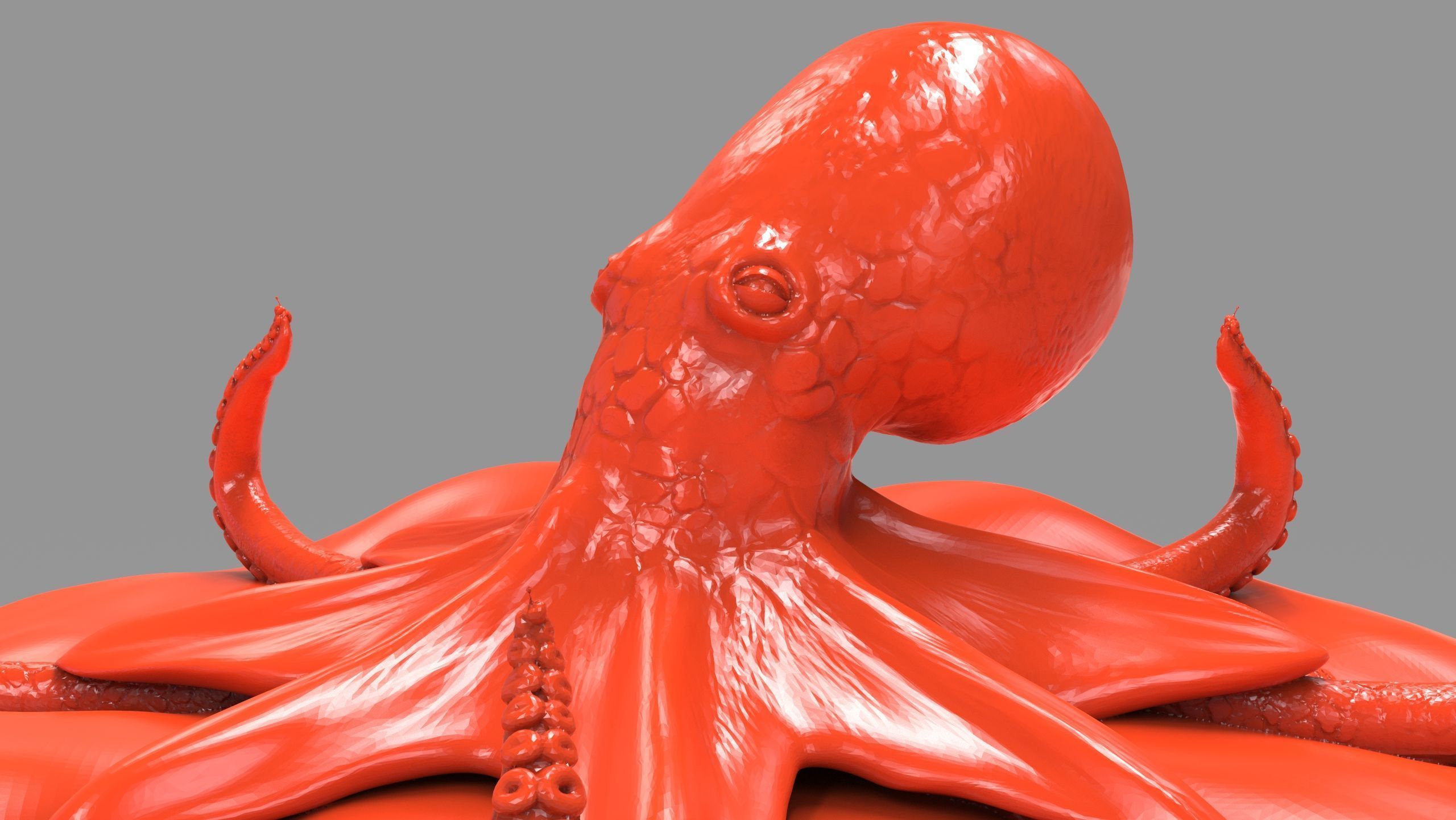 Red Octopus Figurine 3D print model_13