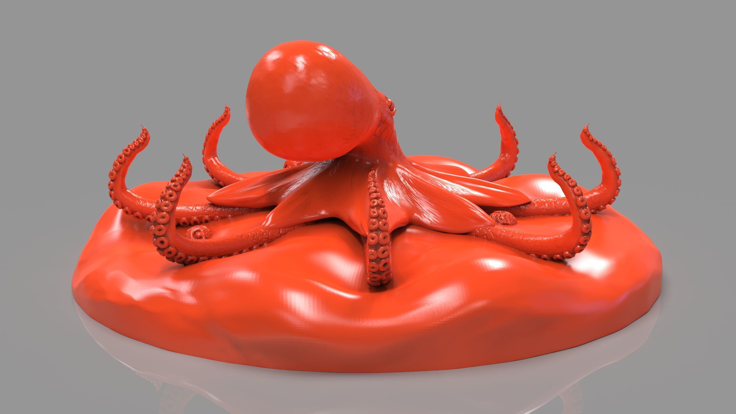 Red Octopus Figurine 3D print model_3