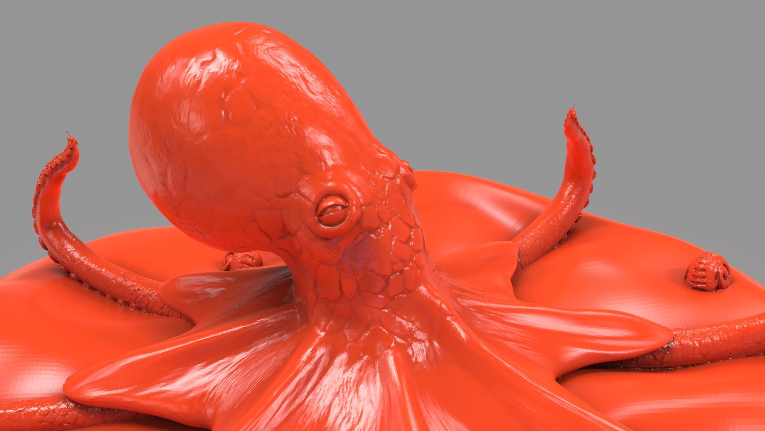 Red Octopus Figurine 3D print model_11
