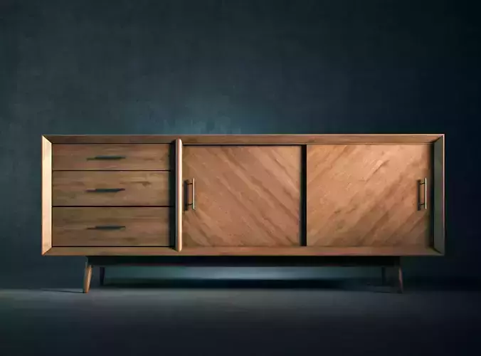 Mid-Century Modern Buffet Console 3D model