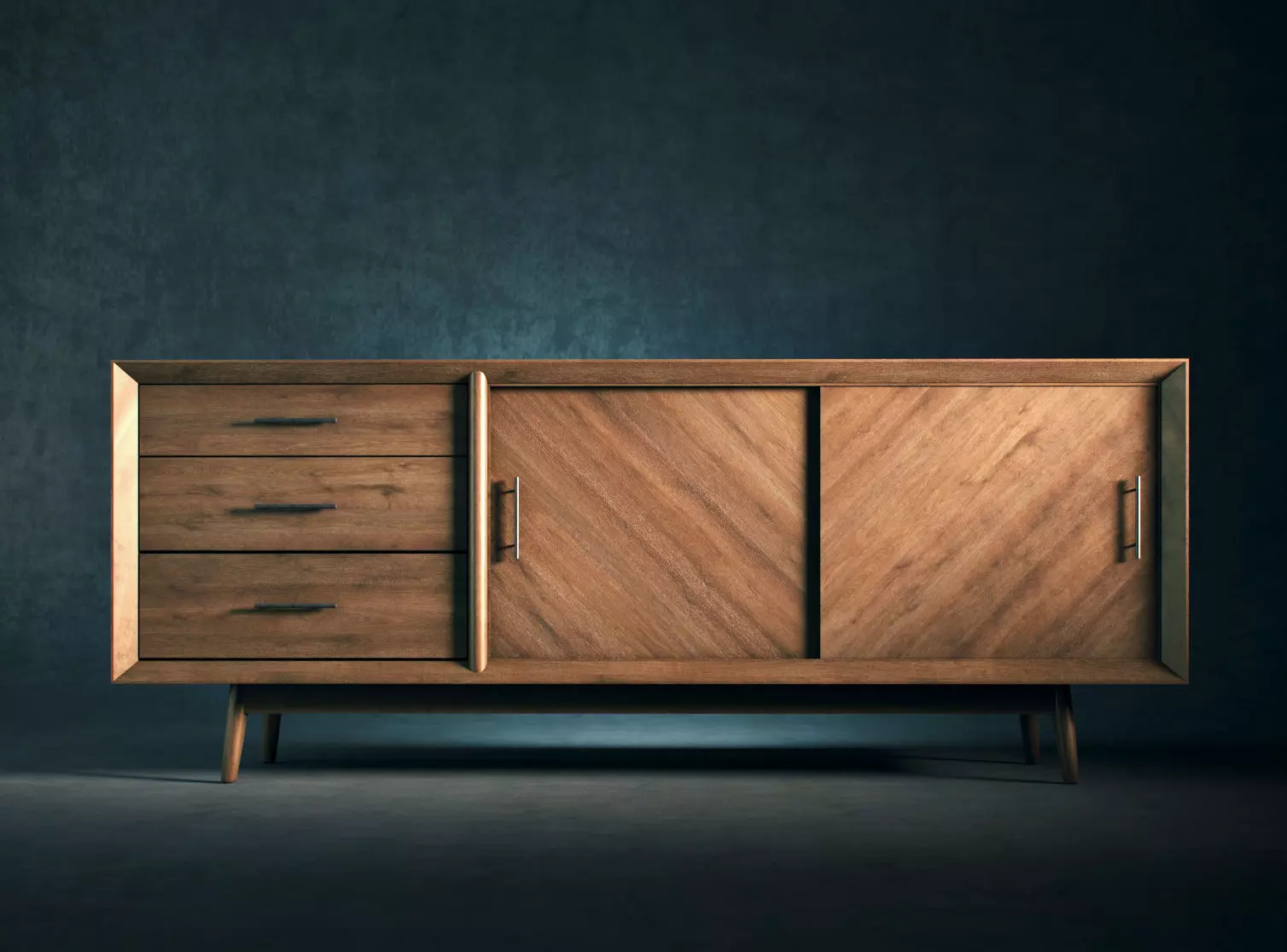 Mid-Century Modern Buffet Console 3D model_0